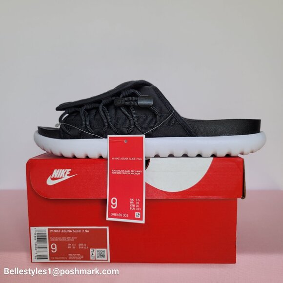 NIKE Asuna 2 Sporty Quilted Slide Sandals- Black/White color- Women’s Size: 9 ⭐ - Picture 16 of 16
